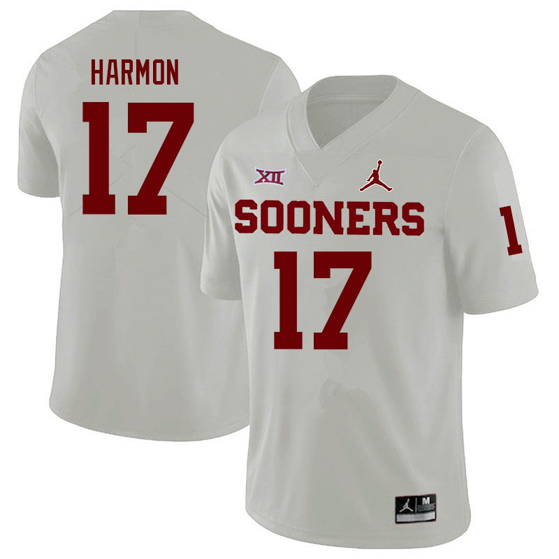 Men #17 Damond Harmon Oklahoma Sooners College Football Jerseys Sale-White - Click Image to Close